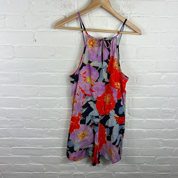 Ann Taylor LOFT Romper Jumpsuit Tropical with Pockets Multicolor Size XS Petite - Picture 3 of 6